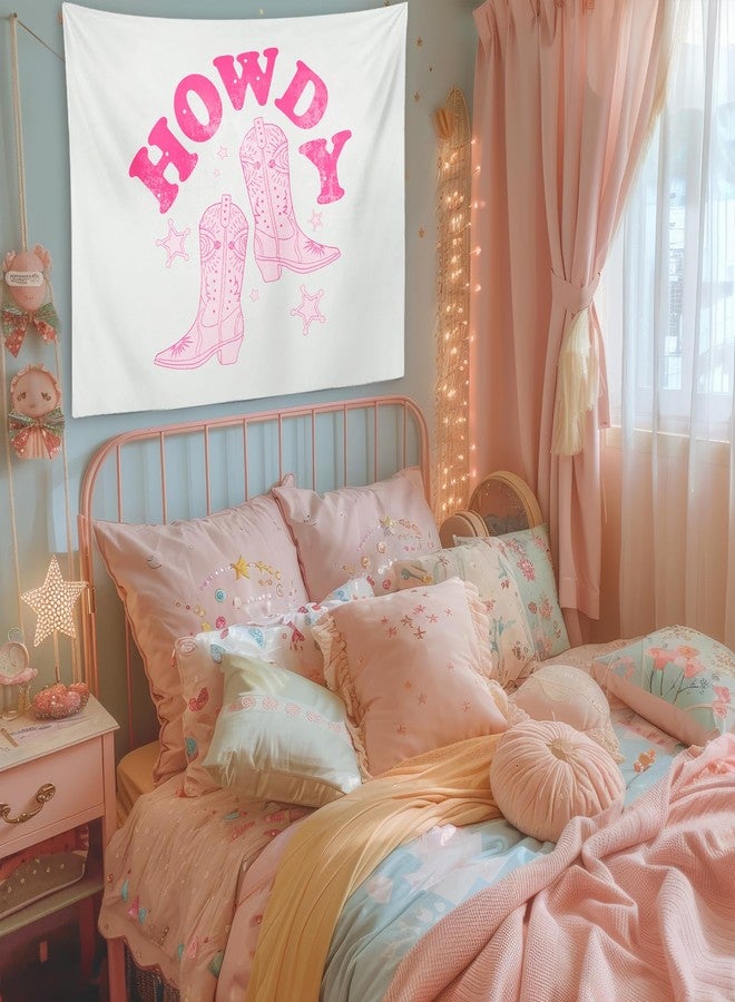 OXW Pink Cowgirl Tapestry Wall Hanging, Howdy Wall Art, Preppy Girls Room Wall Decor, Girly Tapestry for Bedroom College Dorm, Pink Western Bedroom Decor, 50×60 inches - Image 4